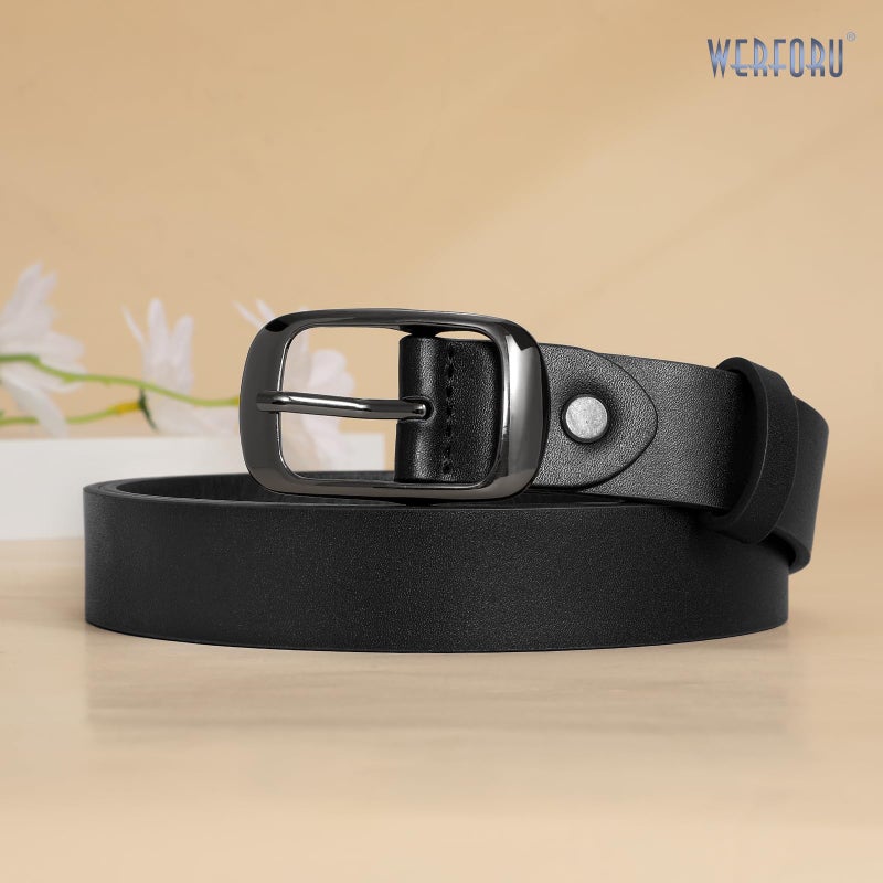 Werforu Plus Size Belt for Women Leather Belt with Metal Buckle Ladies Casual Belt for Jeans Pants - Image 4